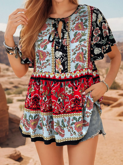 Women's Bohemian Ethnic Floral Temperament Blouse