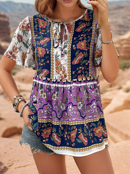 Women's Bohemian Ethnic Floral Temperament Blouse