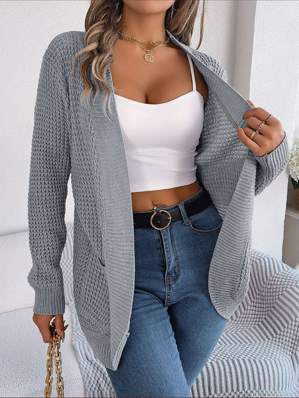 Casual Pocket Long Sleeve Knitted Cardigan