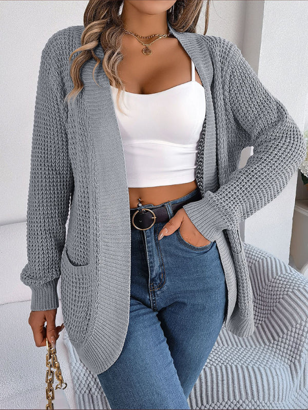 Casual Pocket Long Sleeve Knitted Cardigan