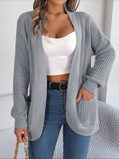 Casual Pocket Long Sleeve Knitted Cardigan