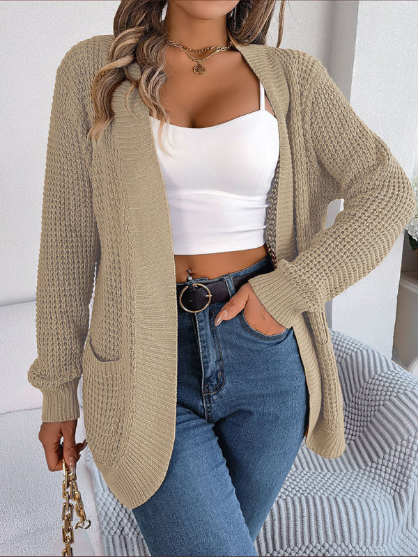 Casual Pocket Long Sleeve Knitted Cardigan