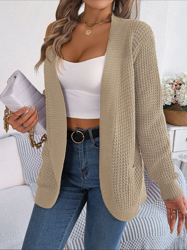 Casual Pocket Long Sleeve Knitted Cardigan