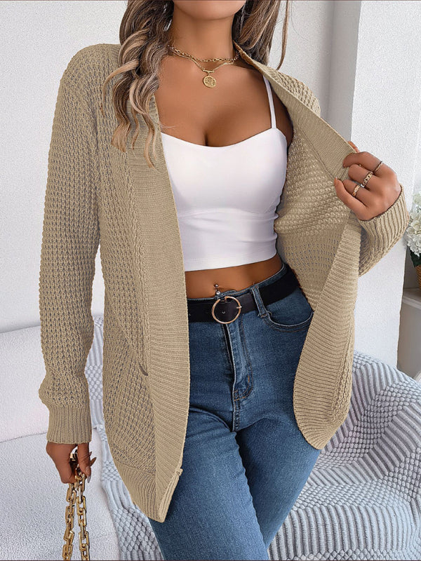 Casual Pocket Long Sleeve Knitted Cardigan