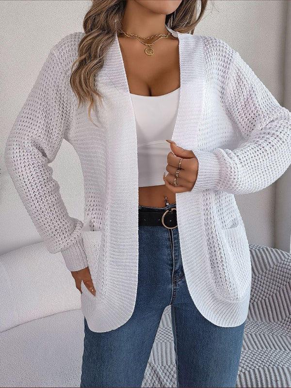 Casual Pocket Long Sleeve Knitted Cardigan