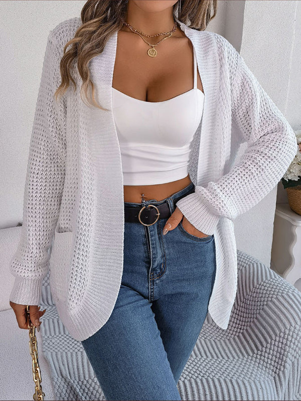 Casual Pocket Long Sleeve Knitted Cardigan