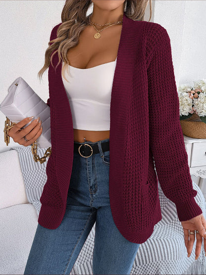 Casual Pocket Long Sleeve Knitted Cardigan