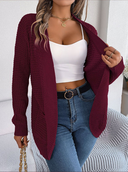 Casual Pocket Long Sleeve Knitted Cardigan