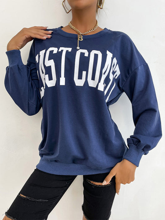 Women's Casual East Coast Letter Print Loose Fit Sweater