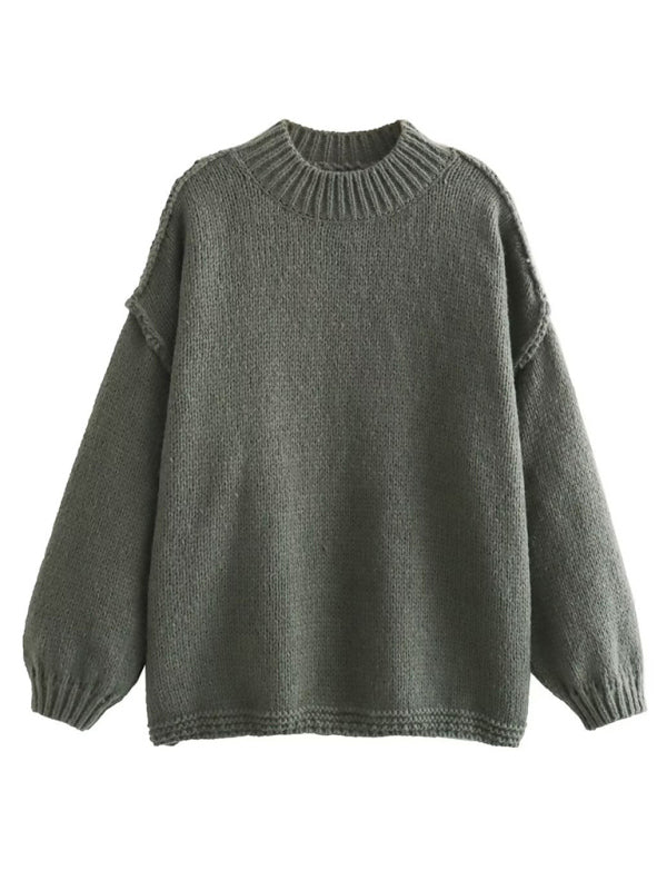 Women's Street Fashion Seamless Long Sleeve Loose Sweater