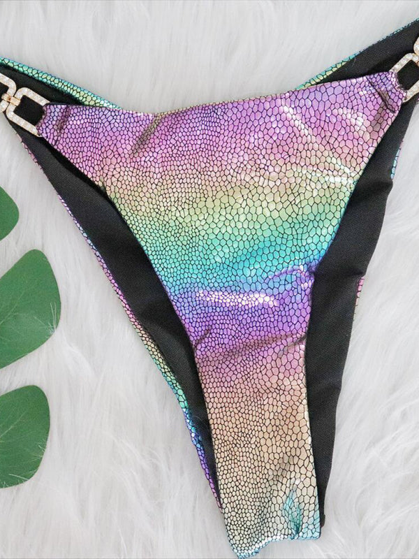 Women's Sexy Mermaid Style Colorful Aquatic Print String Bikini