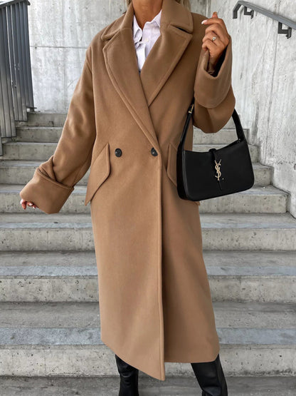 Women's Sophisticated Urban Smart Collar Double-Breasted Woolen Trench Coat