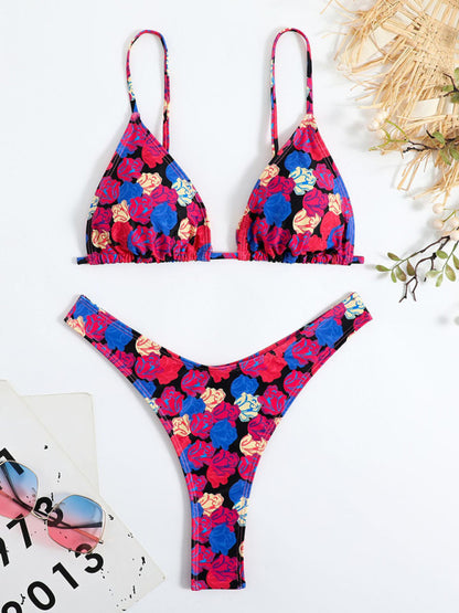 Women's Exotic Floral Print High-Waist Micro Bikini Set