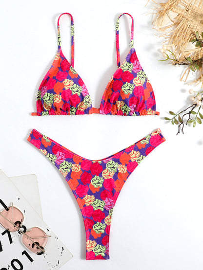 Women's Exotic Floral Print High-Waist Micro Bikini Set