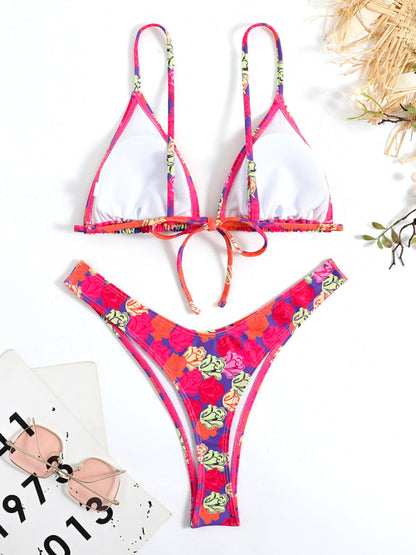 Women's Exotic Floral Print High-Waist Micro Bikini Set