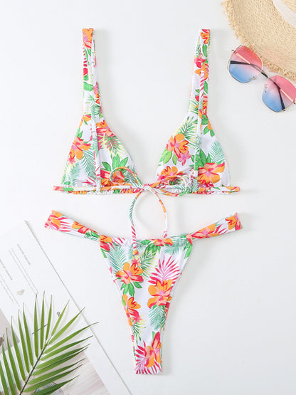 Women's Printed Ruched Backless Bikini