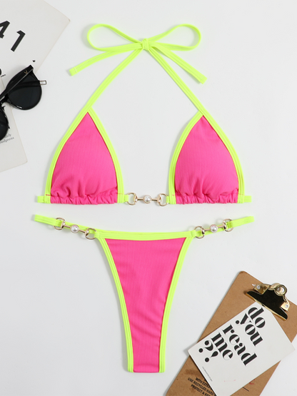 Women's Sexy Vibrant Solid Color Brazilian Style Beach Bikini