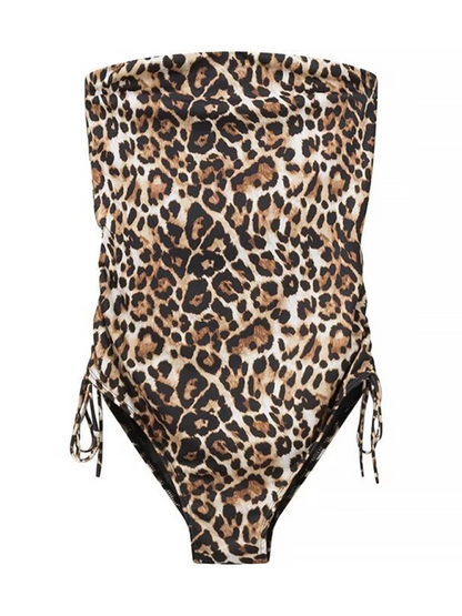 Women's Classy Animal Print Slim Fit Bandeau One-Piece Swimsuit