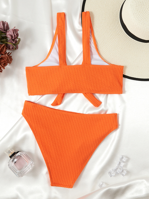 Women's Beach & Resort Sexy Pierced Solid Color Hollow Bikini