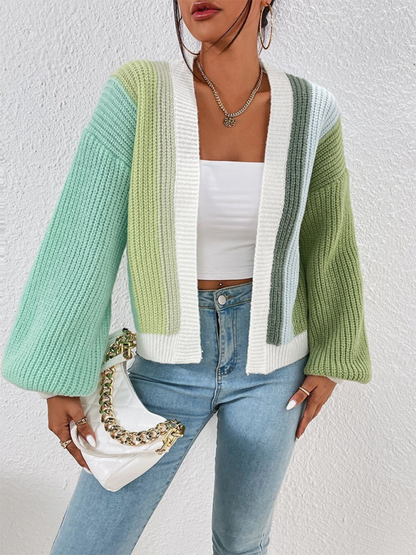 Women's Contrast Color Stylish Knitted Cardigan