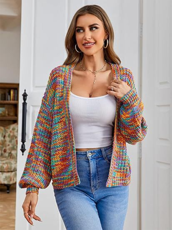 Women's Contrast Color Stylish Knitted Cardigan