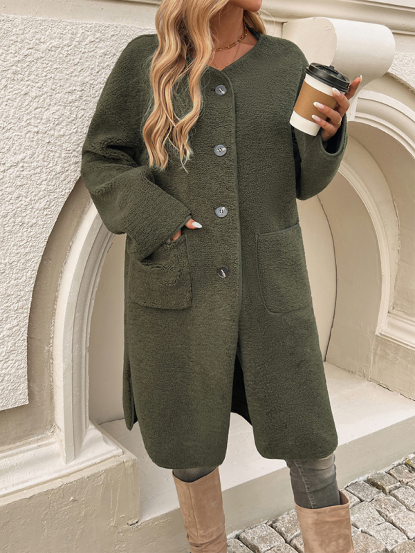 Casual Cardigan Button Pocket Trench Coat