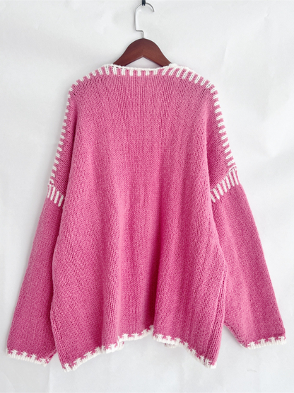 Women's Knit Sweater Jacket Solid Color Loose Cardigan