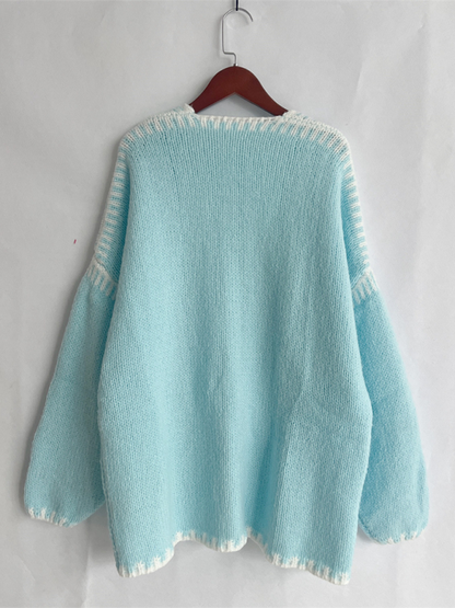 Women's Knit Sweater Jacket Solid Color Loose Cardigan