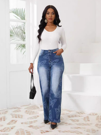 Women's Vintage Loose Casual Straight Leg Denim Trousers