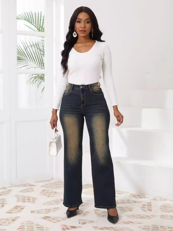 Women's Vintage Loose Casual Straight Leg Denim Trousers