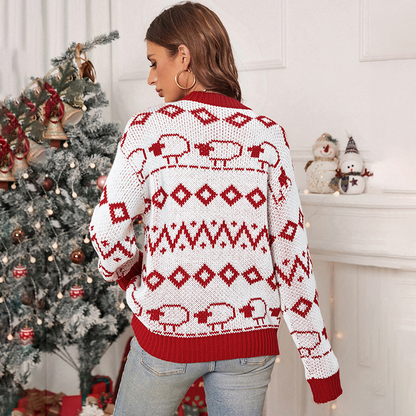 Women's Long Sleeve Round Neck Knitted Christmas Sweater