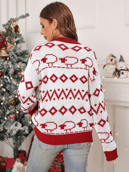 Women's Long Sleeve Round Neck Knitted Christmas Sweater