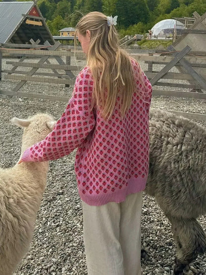 Sweet Girl Strawberry Pink Knitted Pullover Sweater