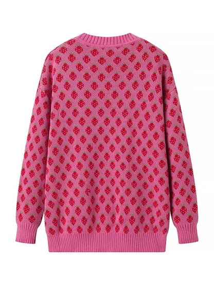 Sweet Girl Strawberry Pink Knitted Pullover Sweater