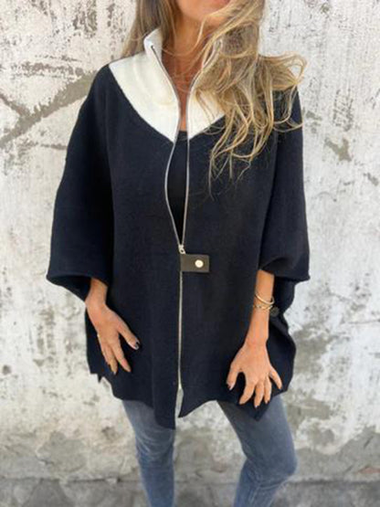 Women's Autumn & Winter Casual Loose Zip Stand Collar Tunic Jacket