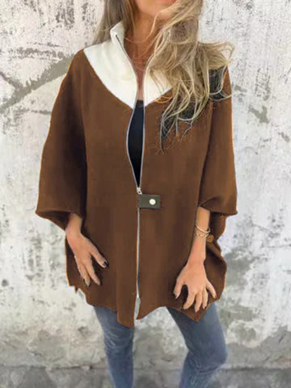 Women's Autumn & Winter Casual Loose Zip Stand Collar Tunic Jacket