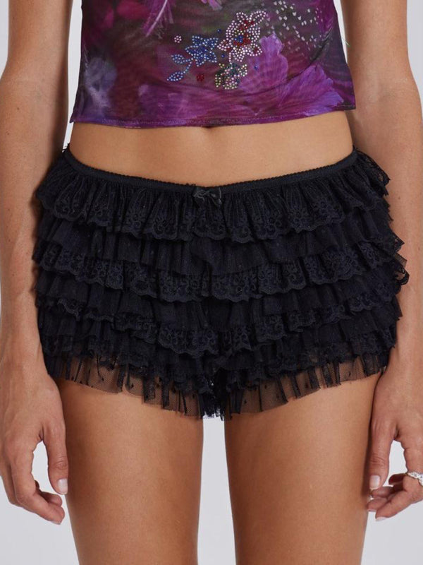 Cutie Patootie Ruffled Wavy Low Rise Mini Shorts