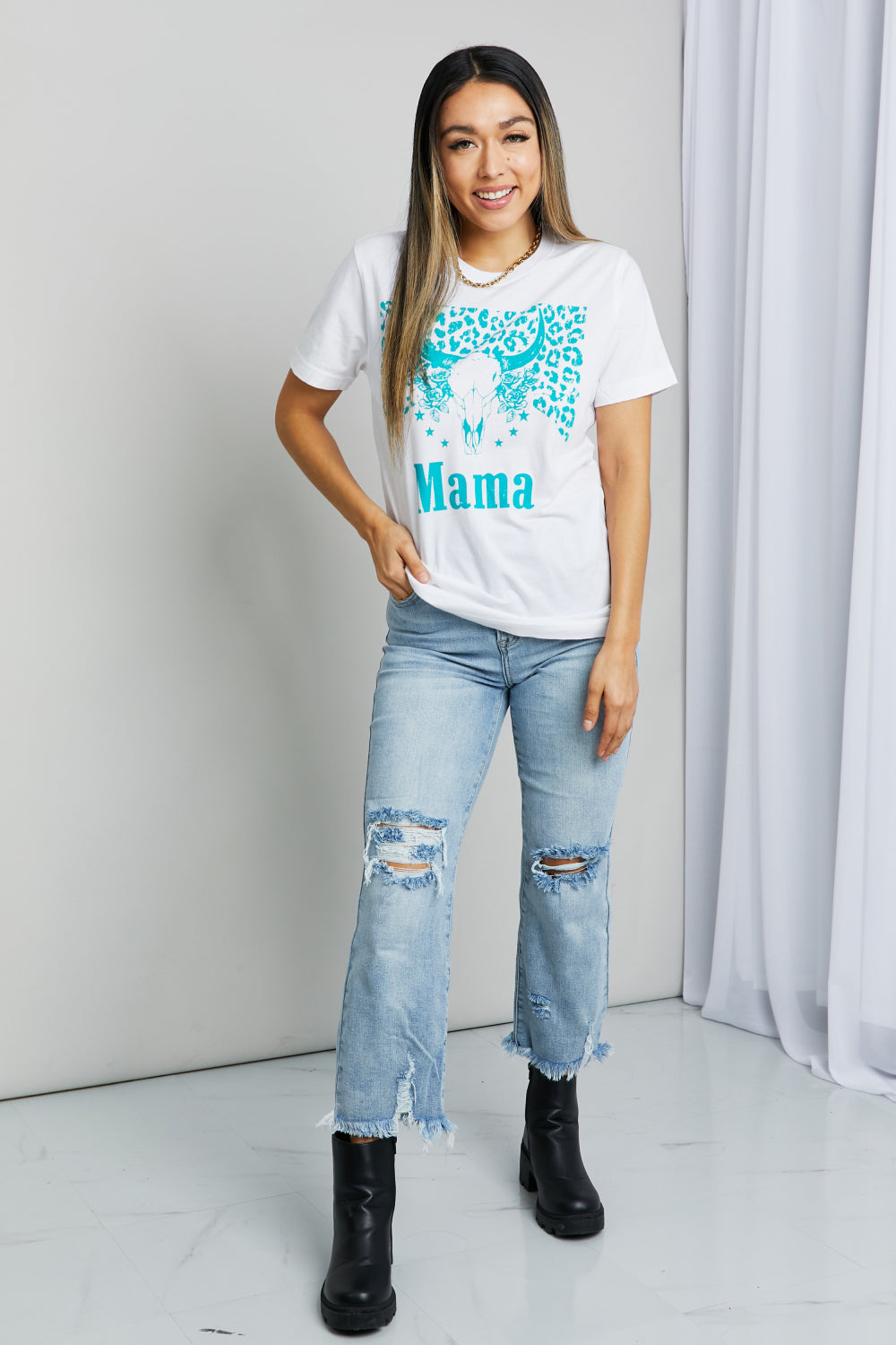 mineB's Full Size MAMA Animal Print Graphic Tee Shirt OniTakai