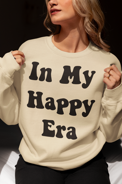 In My Happy Era Women's Beige Crewneck Sweatshirt