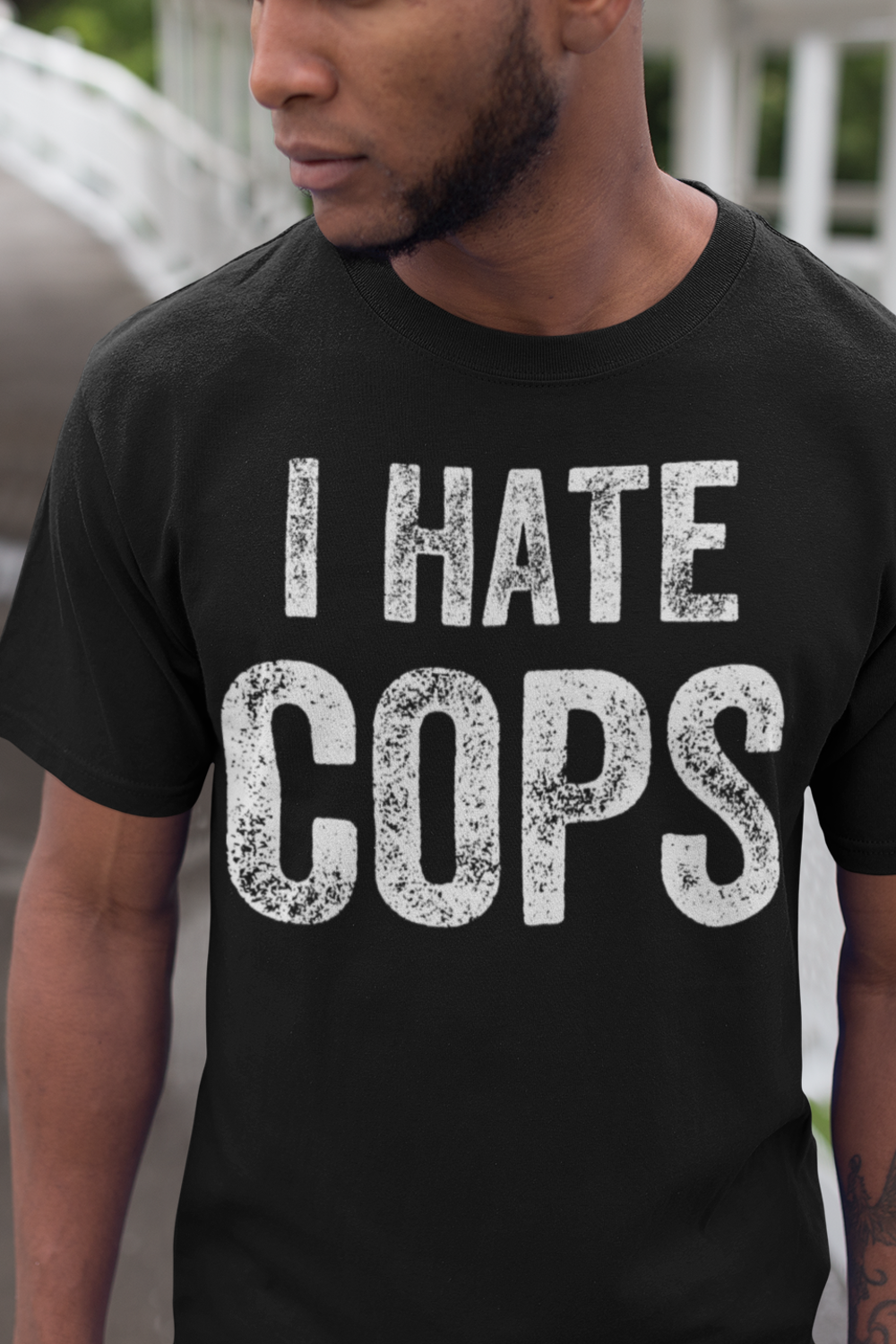 I Hate Cops Distressed Men's Classic T-Shirt