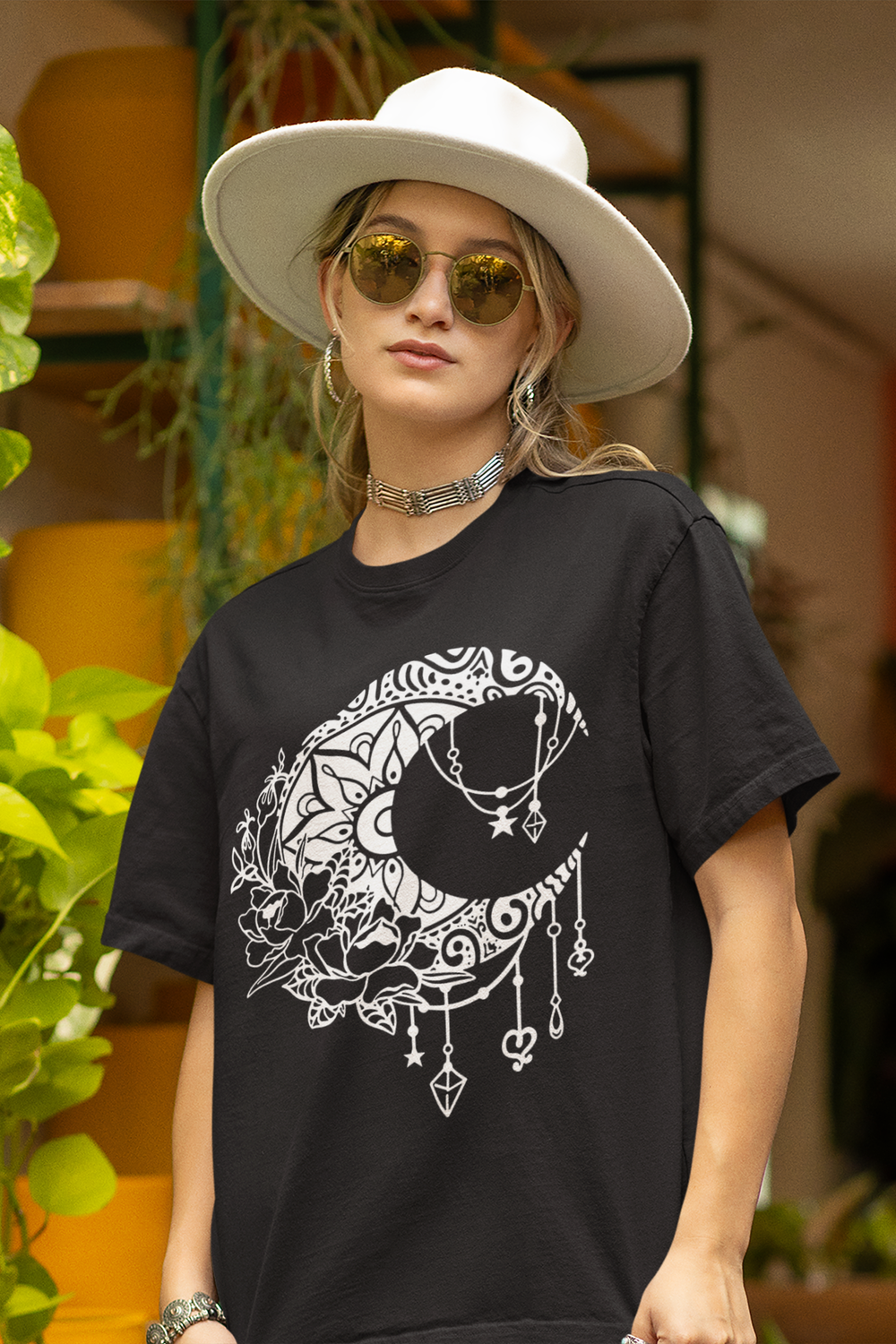 Le Lune Floral Moon Women's Casual T-Shirt