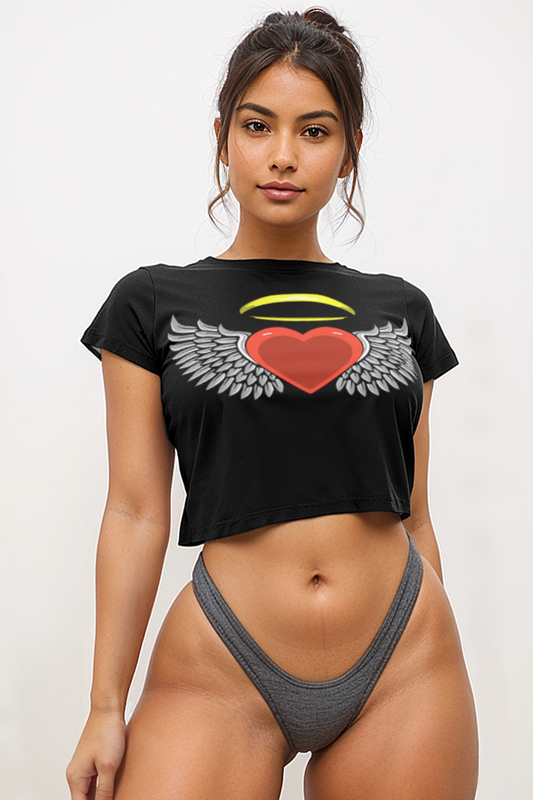 Angel Heart Wings Women's Sublimated Crop Top T-Shirt