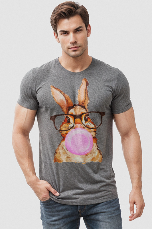 Cute Easter Bunny Graphic Print Men's Tri-Blend T-Shirt