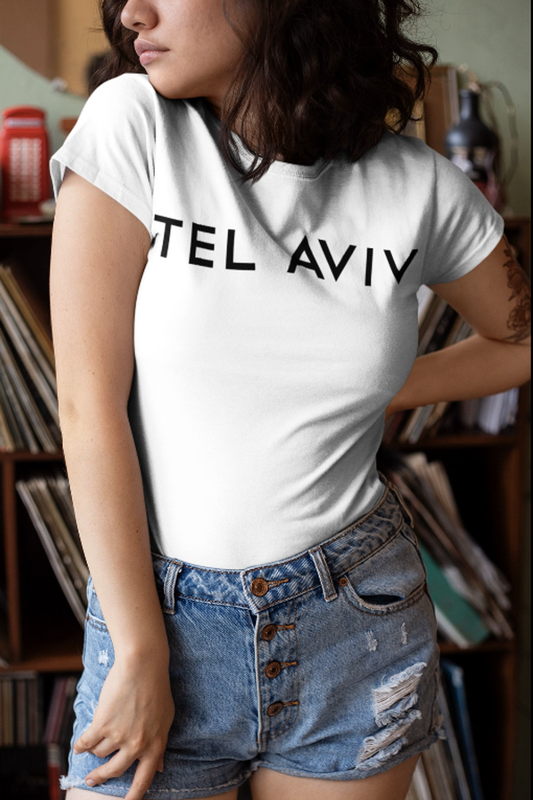Original Tel Aviv OniTakai Design Women's Classic White Crewneck T-Shirt designed by OniTakai Stolen by Mixichic but now Reclaimed