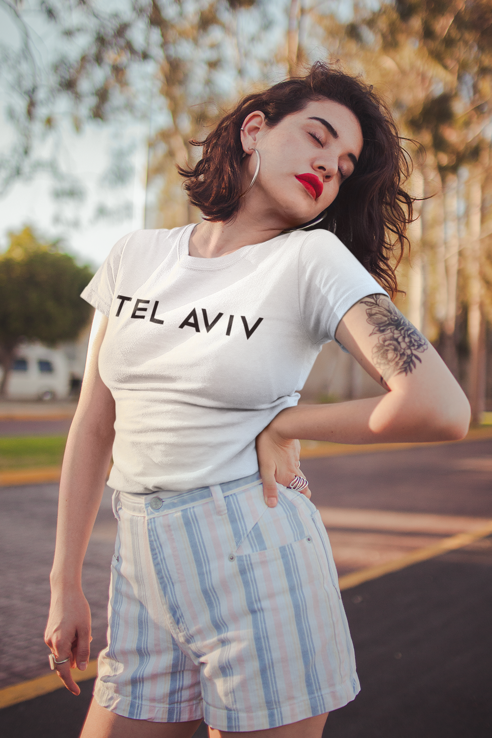 Original Women's Classic White Tel Aviv T-Shirt designed by OniTakai