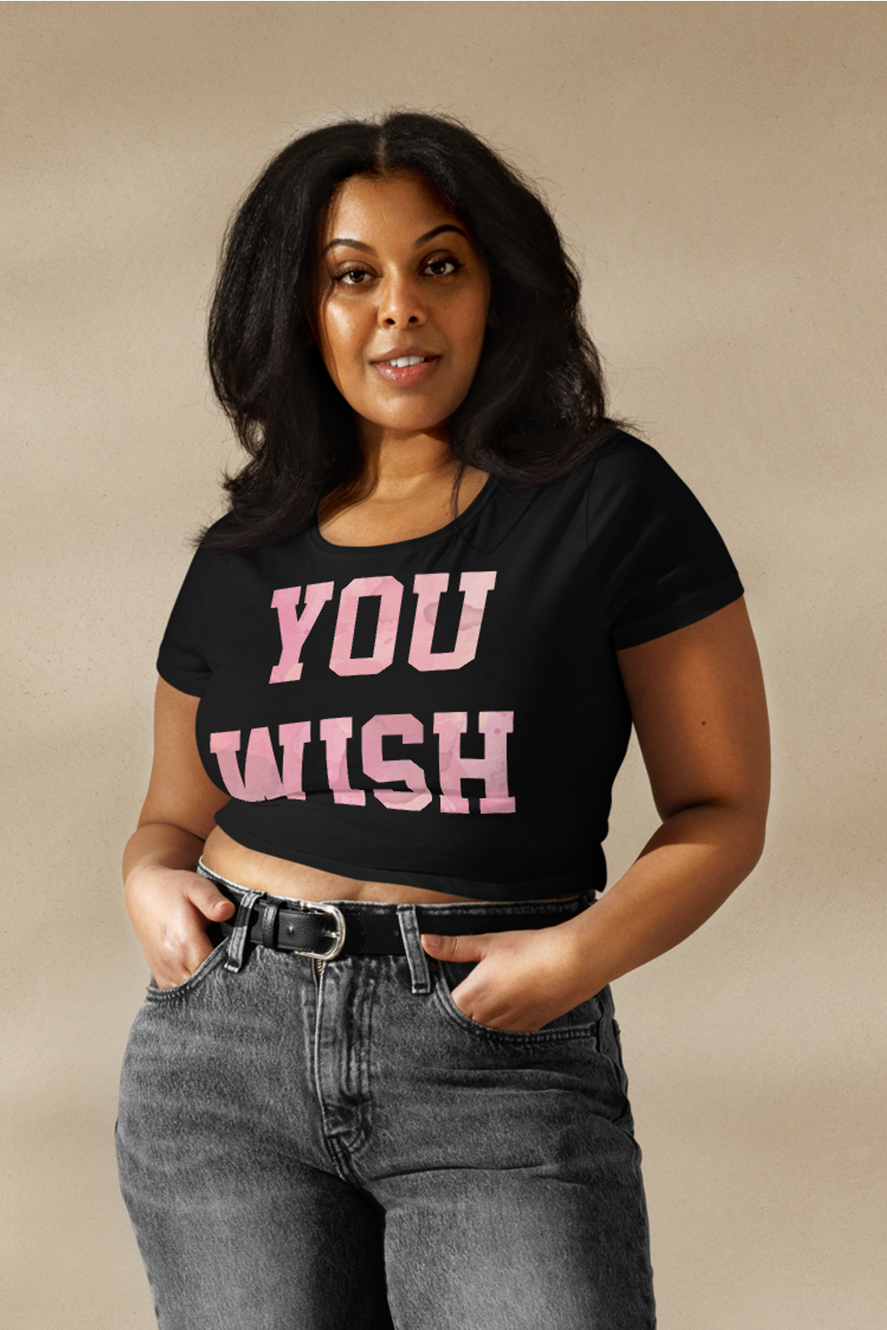 You Wish Women's Fitted Crop Top T-Shirt