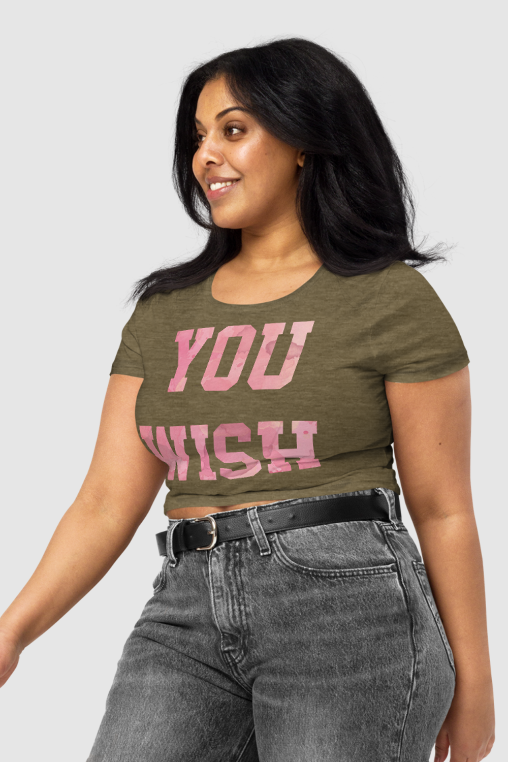 You Wish Women's Fitted Crop Top T-Shirt