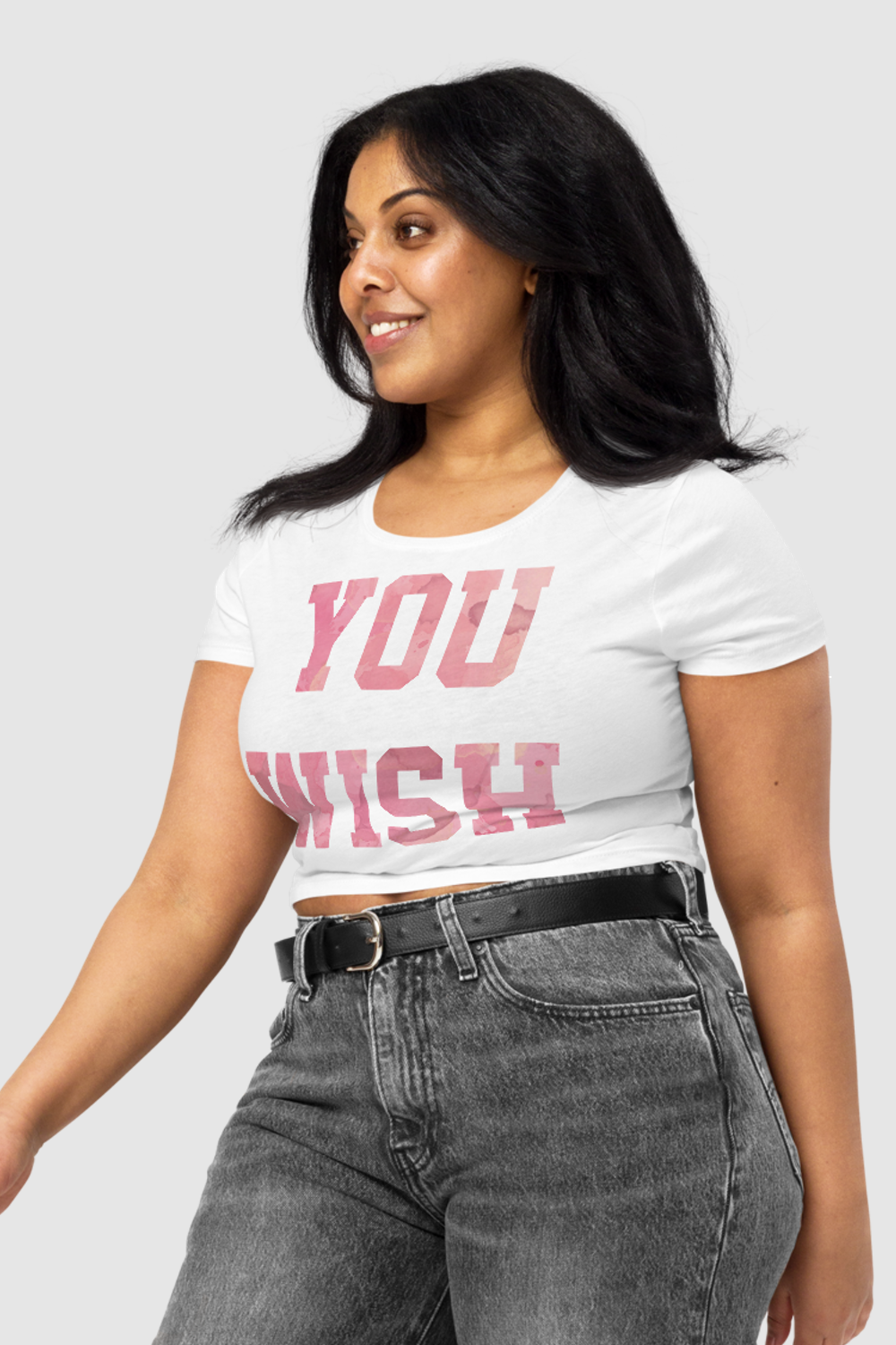 You Wish Women's Fitted Crop Top T-Shirt