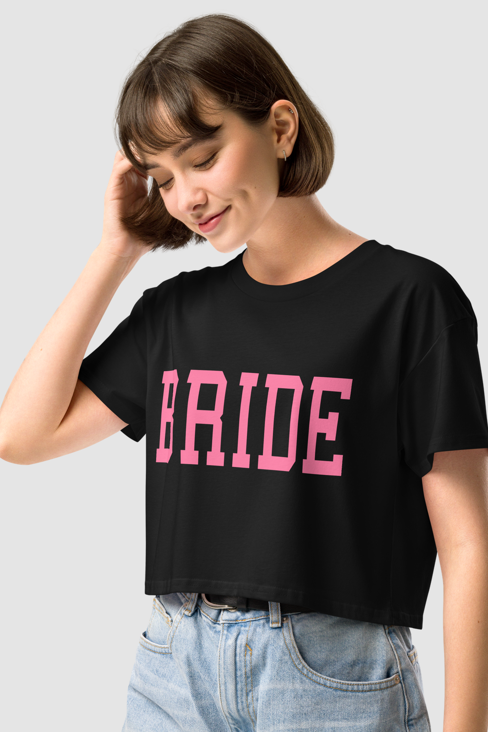 Big Bride Text Women's Relaxed Crop Top T-Shirt