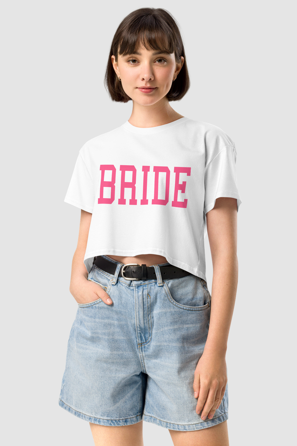 Big Bride Text Women's Relaxed Crop Top T-Shirt